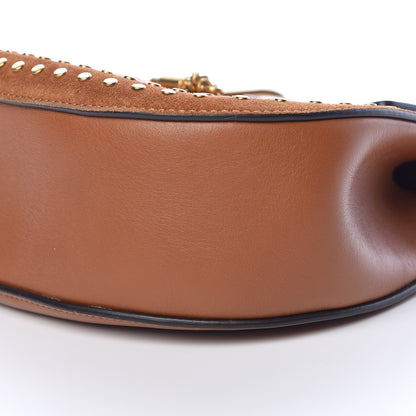 Chloe Suede Smooth Calfskin Studded Drew Shoulder Bag Caramel 13 of 14