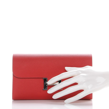 Hermes Epsom Constance Long Wallet Rouge Casaque 2 of 18
