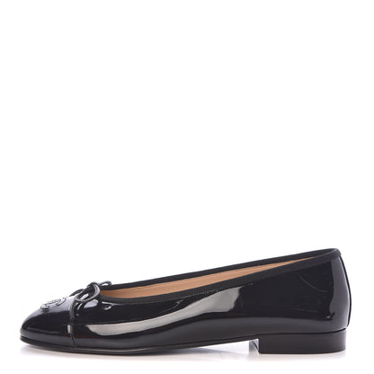 Chanel Patent CC Cap Toe Ballerina Flats 36.5 Black 1 of 8