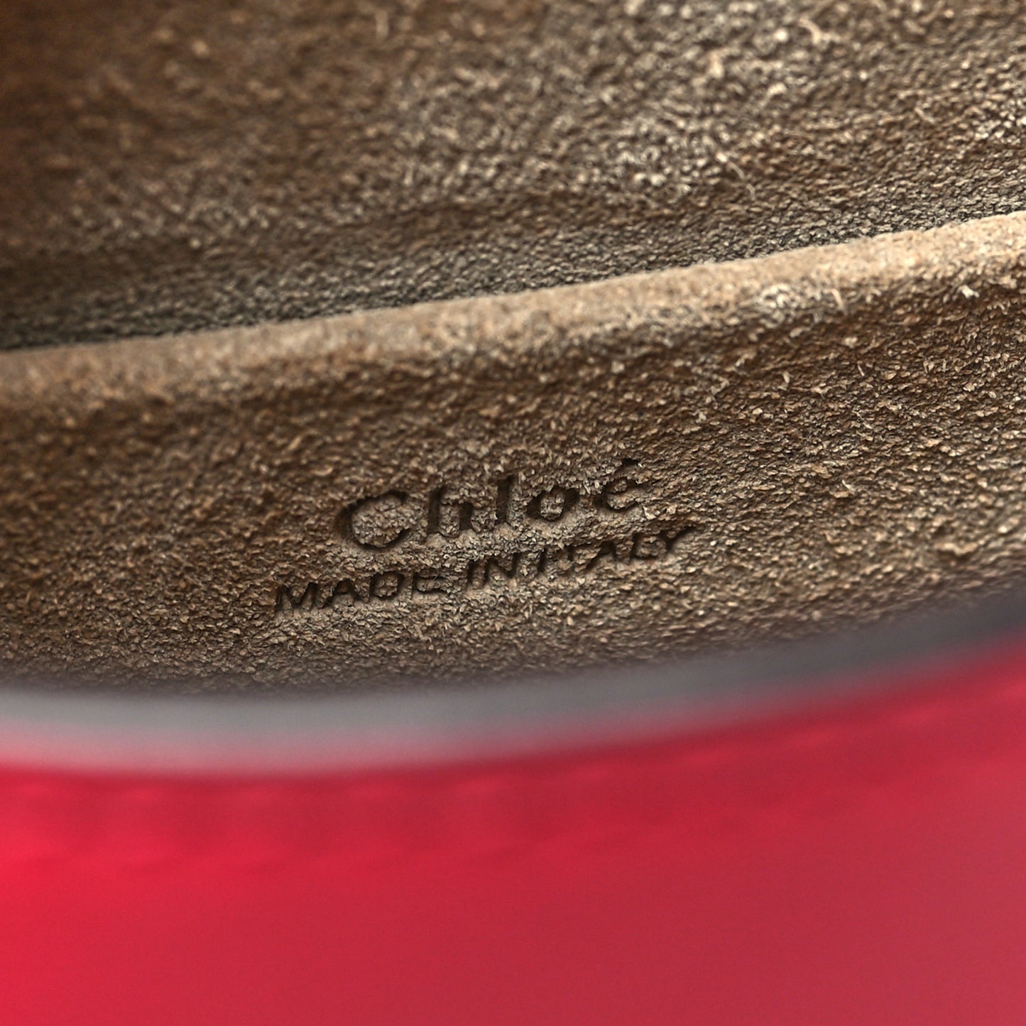 Calfskin Suede Crocodile Embossed Small Nile Bracelet Bag Crimson Pink