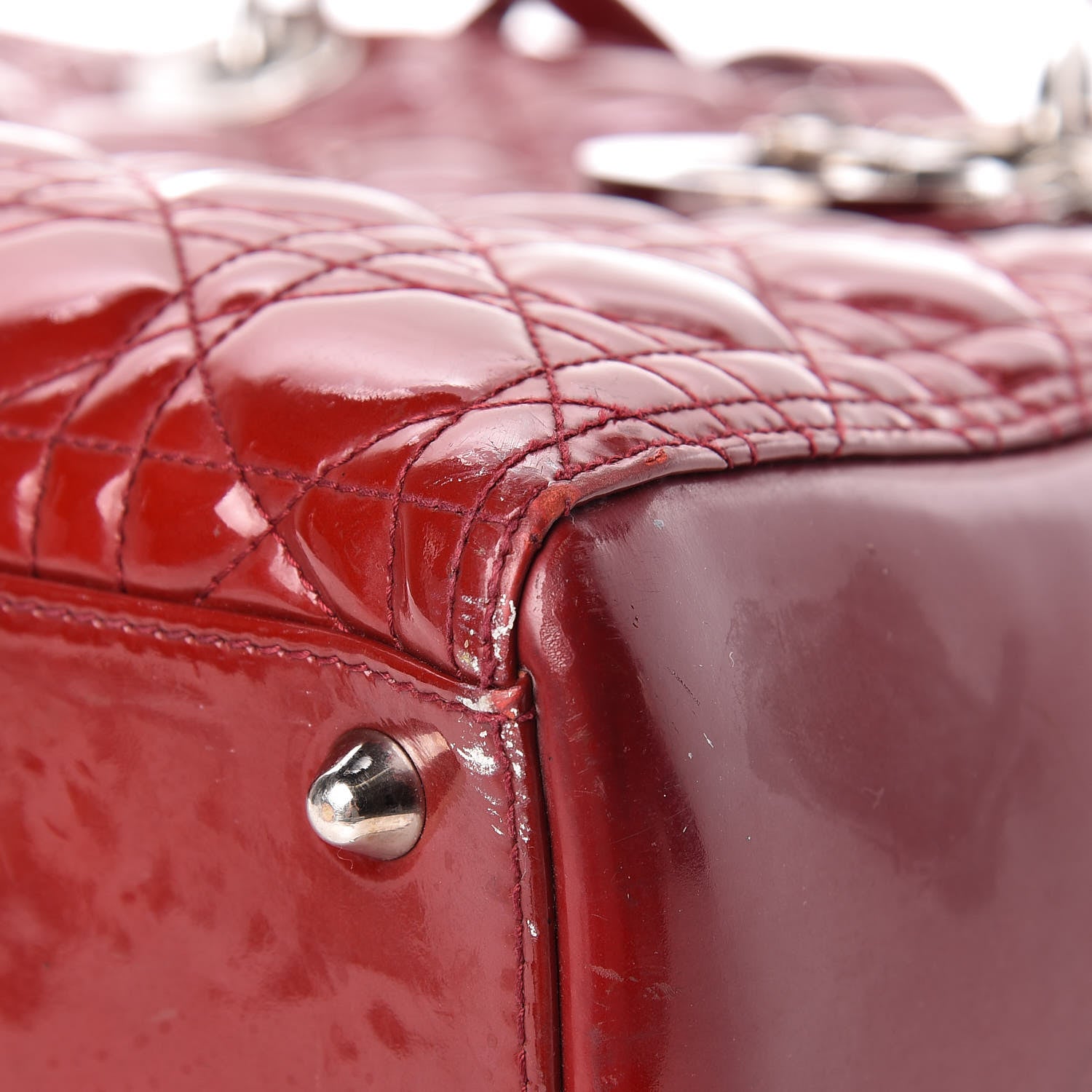 Christian Dior Patent Cannage Large Lady Dior Red 10 of 30