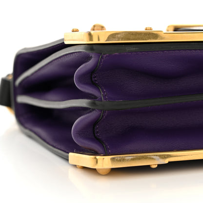 Prada City Calfskin Saffiano Cahier Bag Purple Black 8 of 13