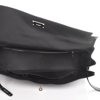 Hermes Taurillon Clemence Shoulder Kelly 40 Black 15 of 33