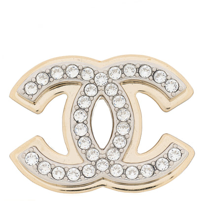Chanel Crystal CC Brooch Gold Silver 1 of 3