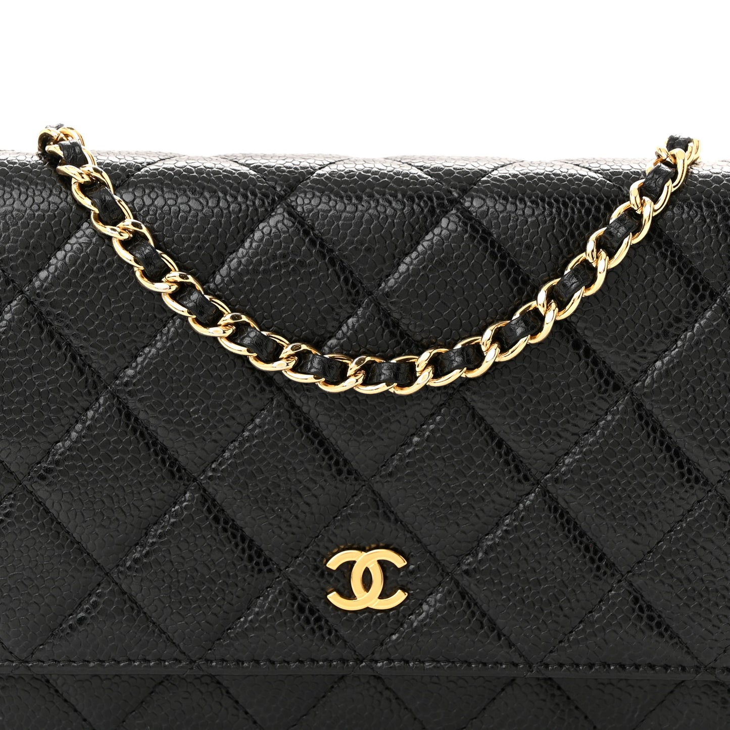 Caviar Quilted Wallet on Chain WOC Black