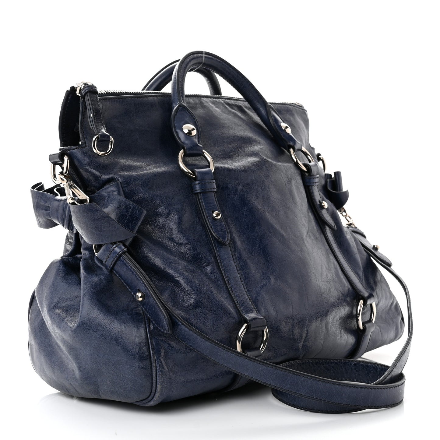 Vitello Lux Bow Tote Bleuette