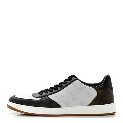 Louis Vuitton Calfskin Monogram Mens Rivoli Sneakers 9 White Black 1 of 8
