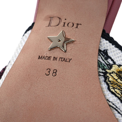 Christian Dior Canvas Florilegio Embroidered Ribbon J'Adior Slingback Pumps 38 White Multicolor 8 of 13