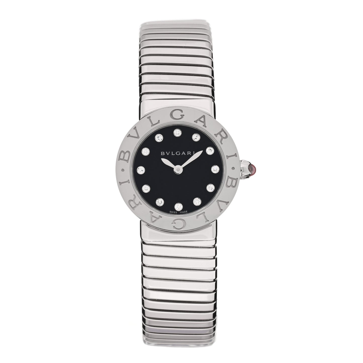Stainless Steel Diamond 26mm Tubogas Quartz Watch Black
