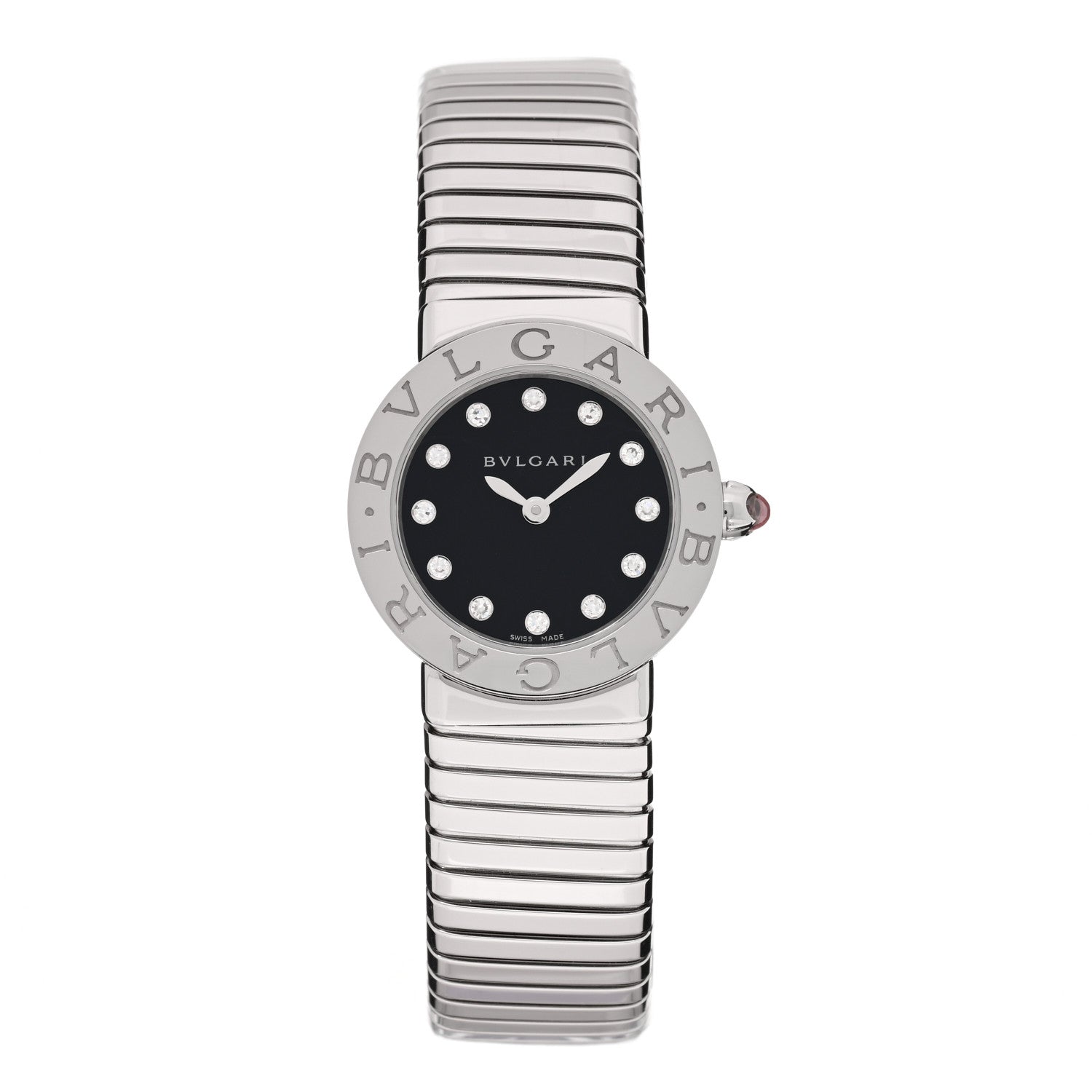 Bulgari Stainless Steel Diamond 26mm Tubogas Quartz Watch Black 1 of 5
