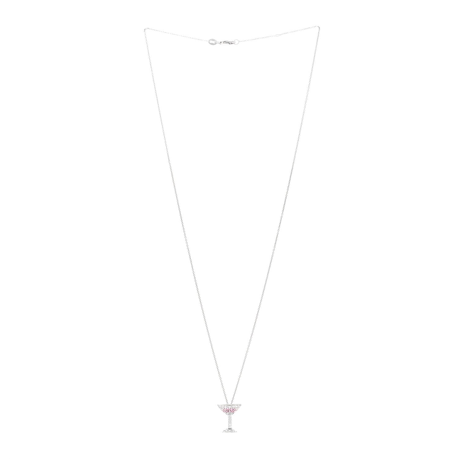 Roberto Coin 18K White Gold Diamond Pink Sapphire Cosmopolitan Pendant Necklace 3 of 4