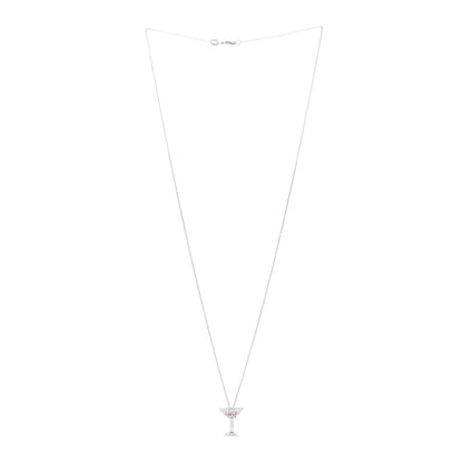 Roberto Coin 18K White Gold Diamond Pink Sapphire Cosmopolitan Pendant Necklace 3 of 4