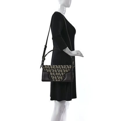 Valentino Garavani Toile Iconographe Goatskin Le Grand Deuxieme Shoulder Bag Naturale Black Fondant 2 of 9