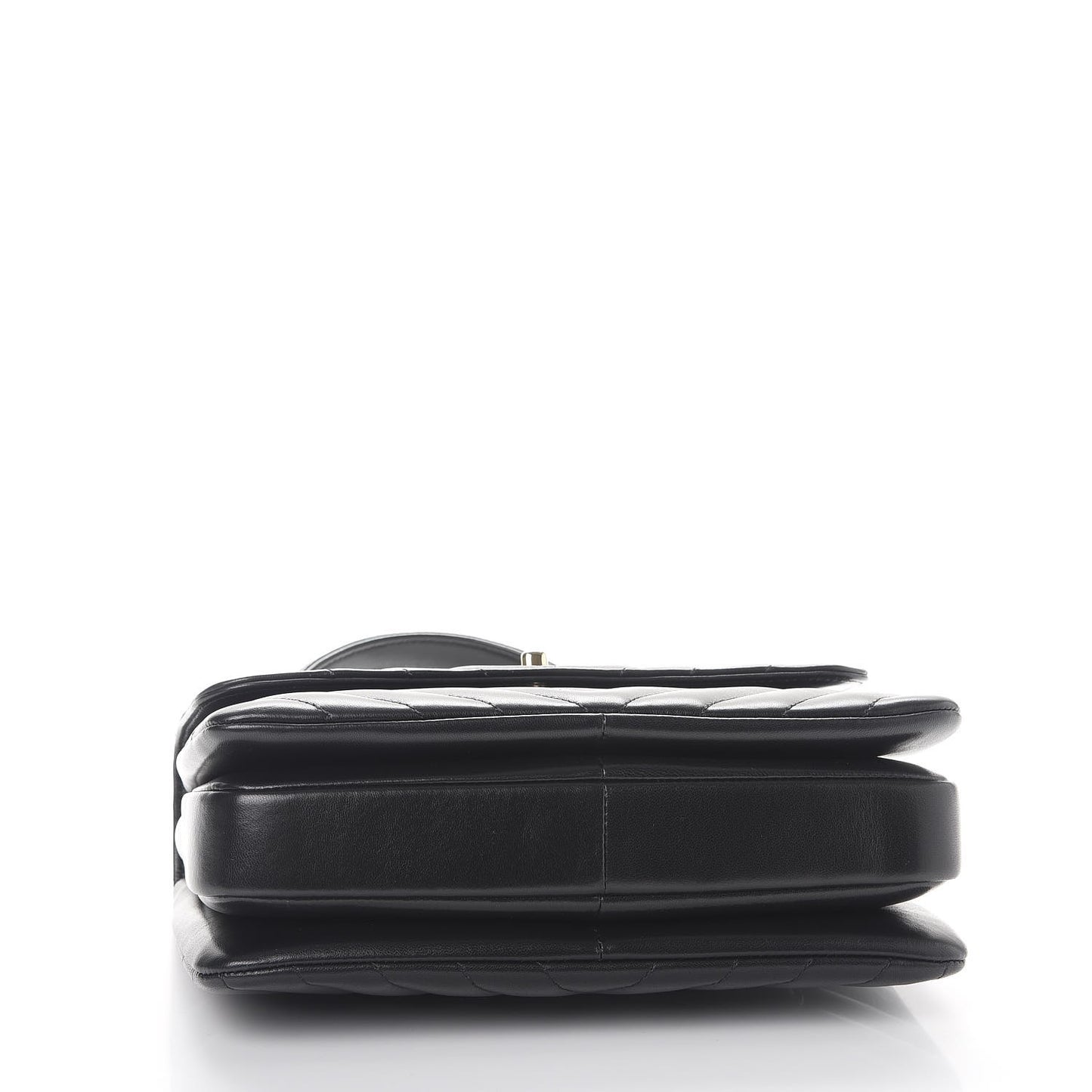 Lambskin Chevron Quilted Small Trendy CC Dual Handle Flap Bag Black