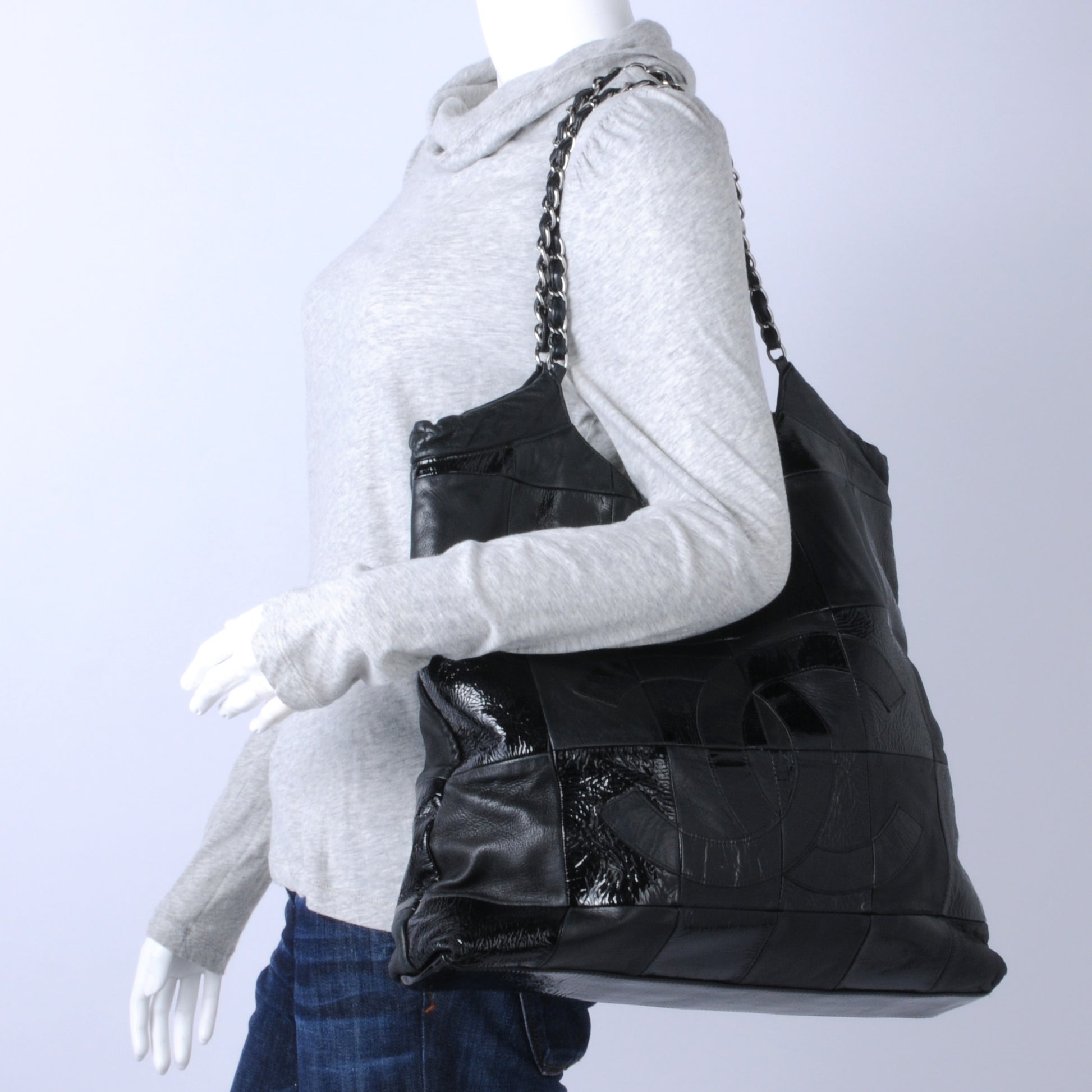 Chanel Patent Patchwork Brooklyn Tote Black 2 of 7