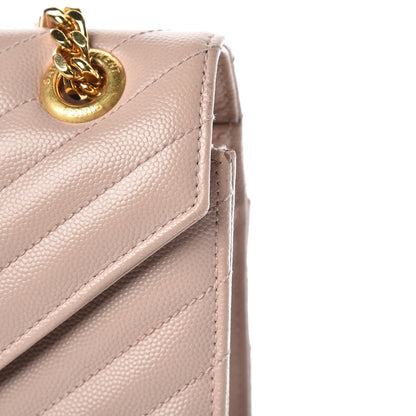 Saint Laurent Grain De Poudre Matelasse Chevron Large Monogram Satchel Rose Antic 17 of 20