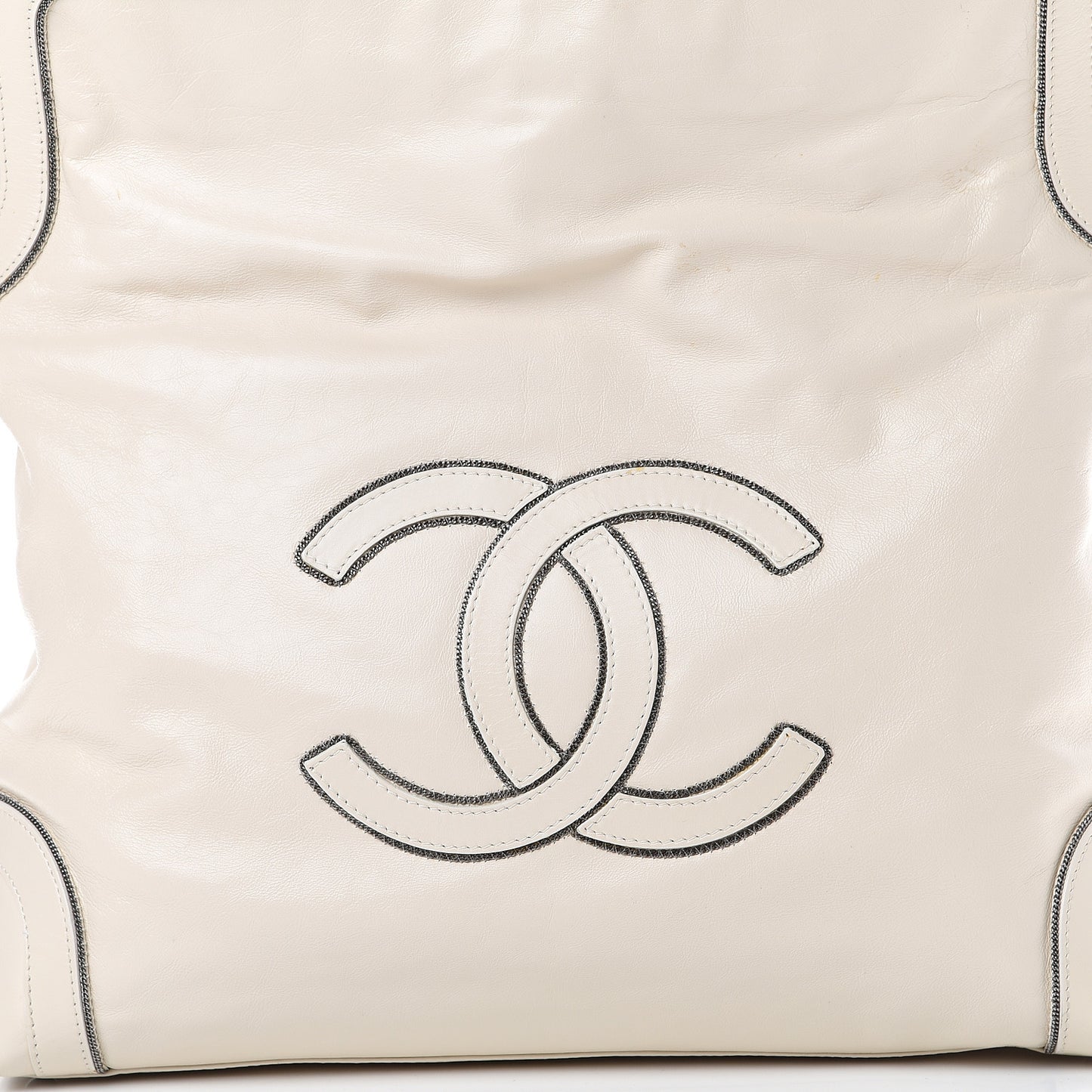 Calfskin Soho CC Shopper Tote White