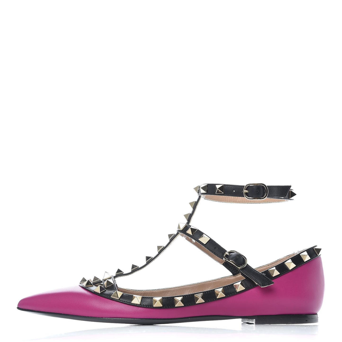 Nappa Rockstud Cage Ballerina Flats 39 Fuxia Black