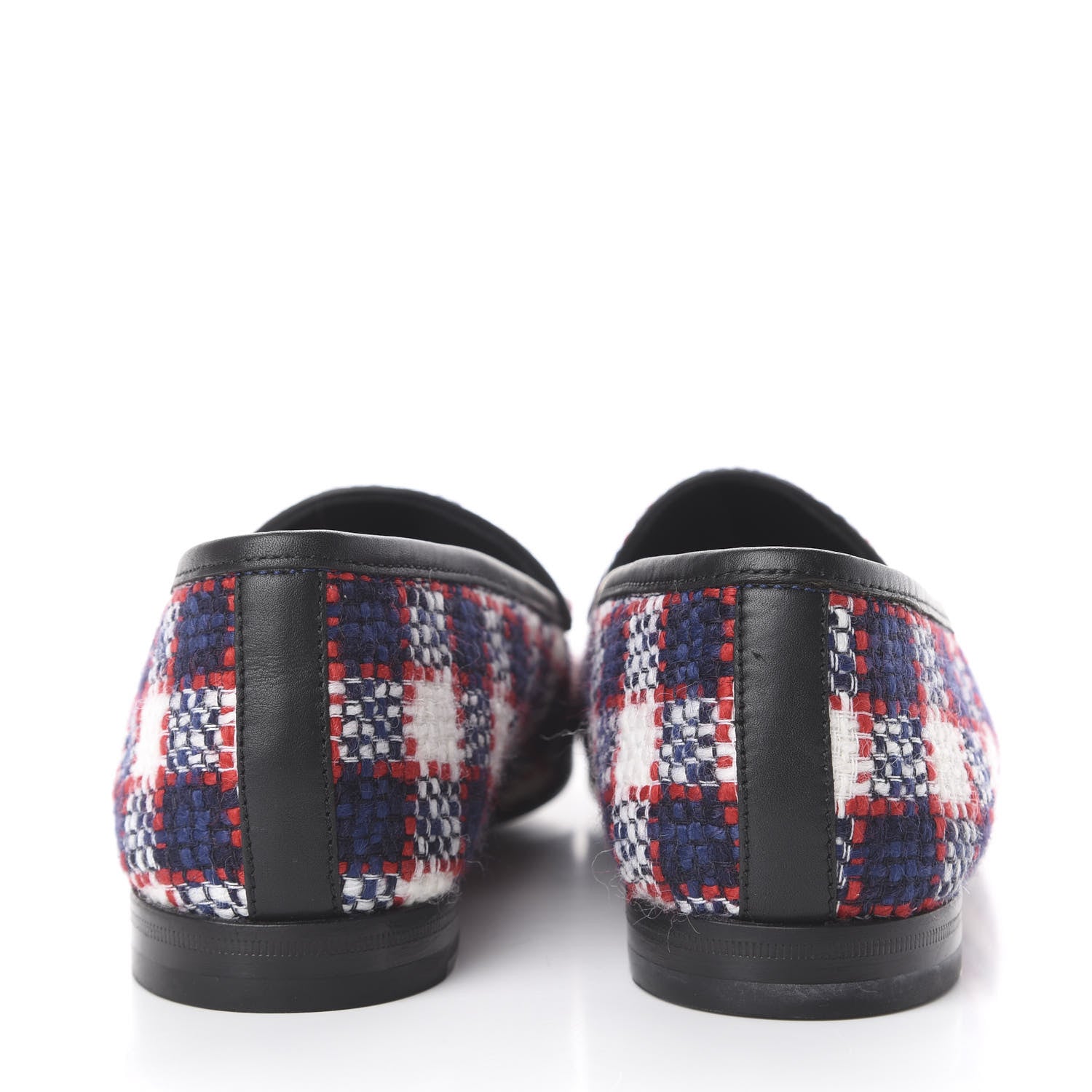 Gucci Vintage Tweed Check Horsebit Womens Jordaan Loafers 40.5 White Hibiscus Red Marine 7 of 14