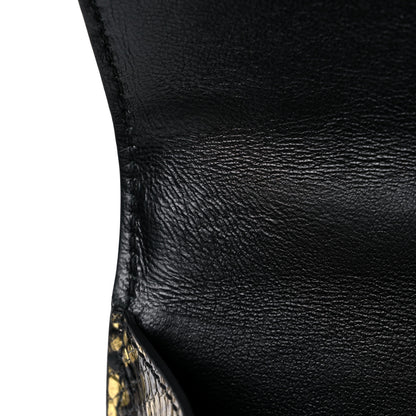 Balenciaga Shiny Calfskin Snakeskin Embossed Hourglass Top Handle Bag XS Gold Black 8 of 12