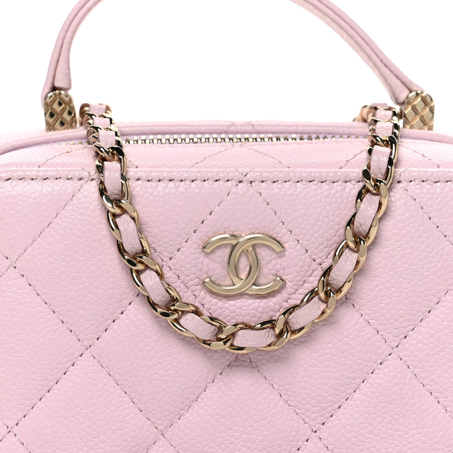 Caviar Quilted Top Handle Vanity Case Pink