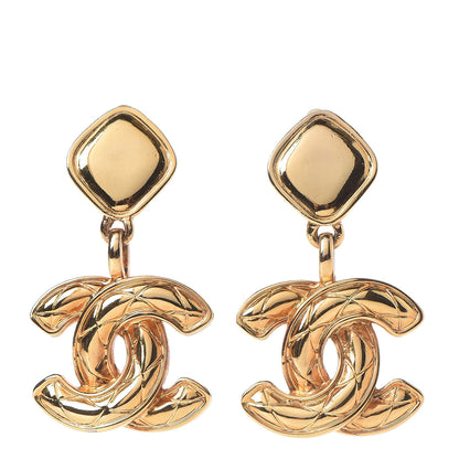Chanel CC Large Drop Clip On Earrings Gold 1 of 4