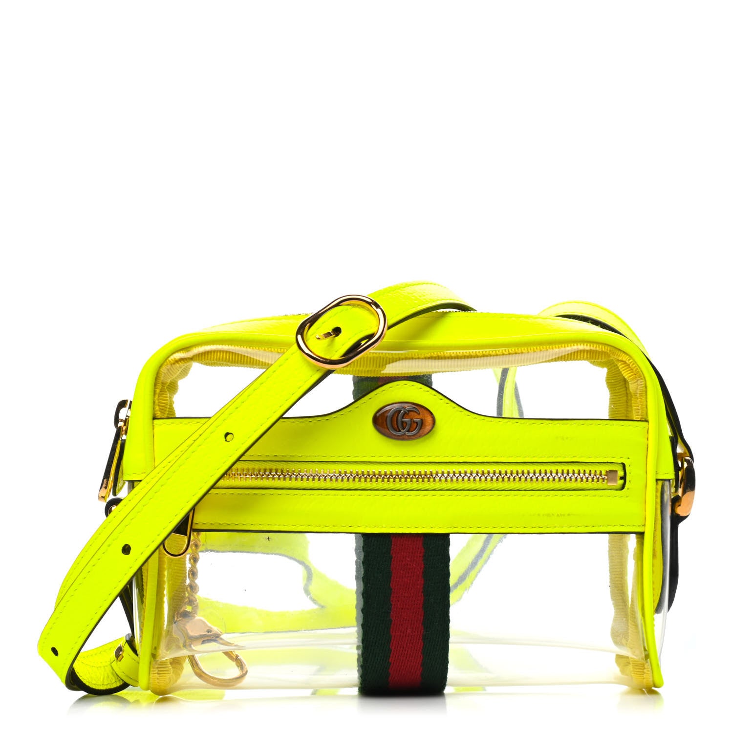 Gucci Vinyl Web Mini Ophidia Transparent Shoulder Bag Yellow Fluo 1 of 4