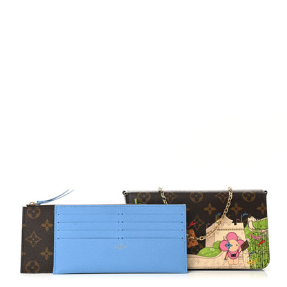 Louis Vuitton Monogram 2021 Christmas Animation China Wall Pochette Felicie Chain Wallet Myosotis Blue 1 of 10