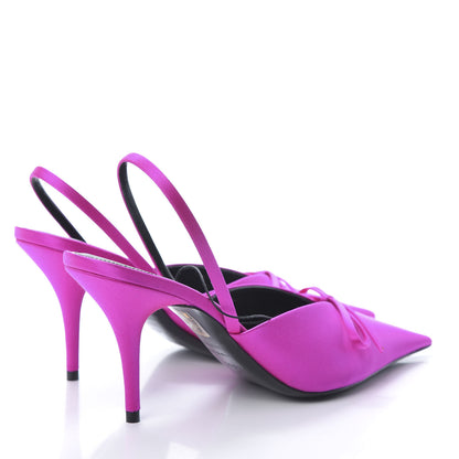 Balenciaga Satin Pointed Toe Knife Slingback Mules 38.5 Rose Fuchsia 4 of 8