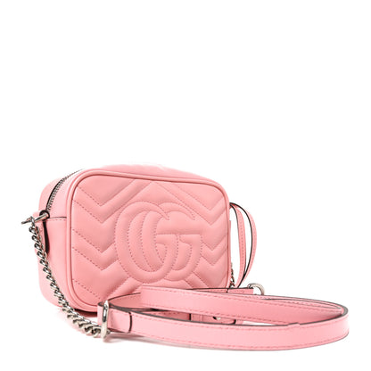 Gucci Calfskin Matelasse Mini GG Marmont Chain Shoulder Bag Wild Rose 2 of 9