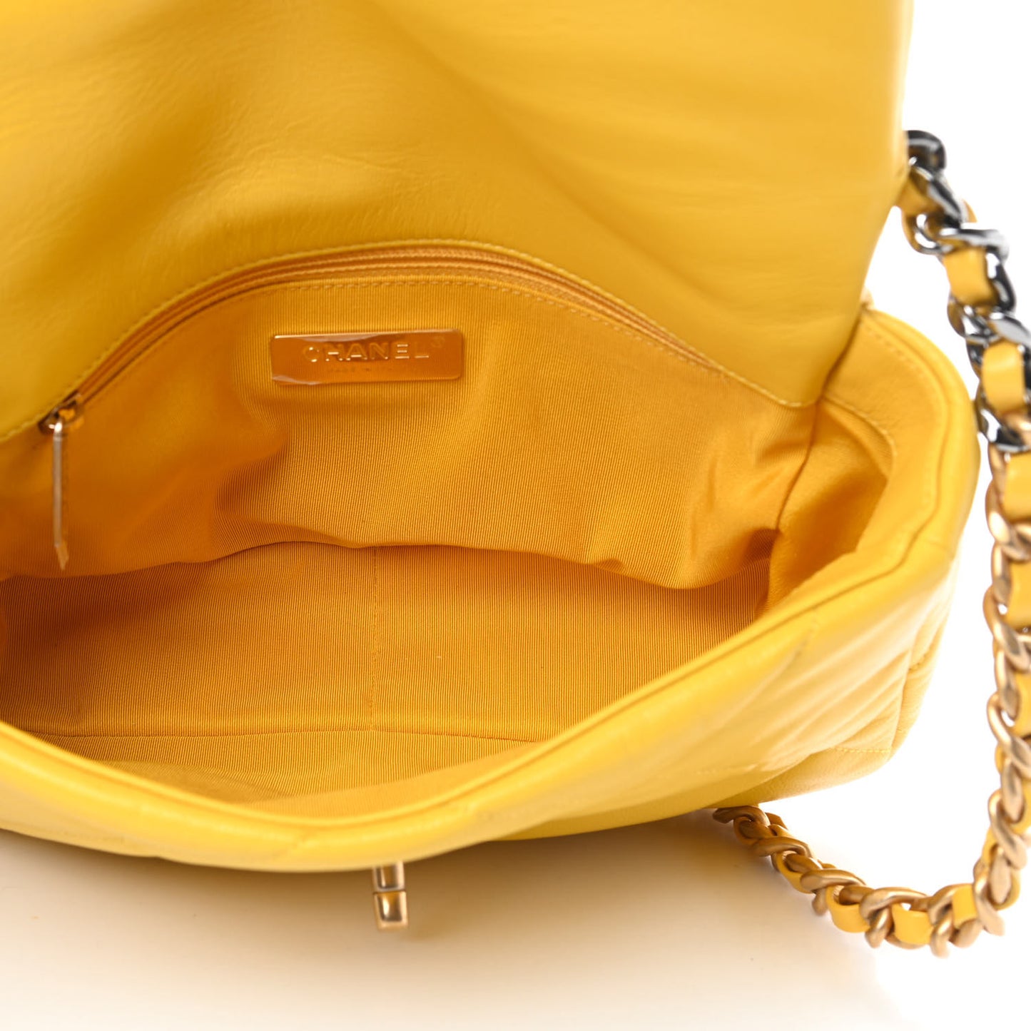 Lambskin Quilted Medium Chanel 19 Flap Yellow