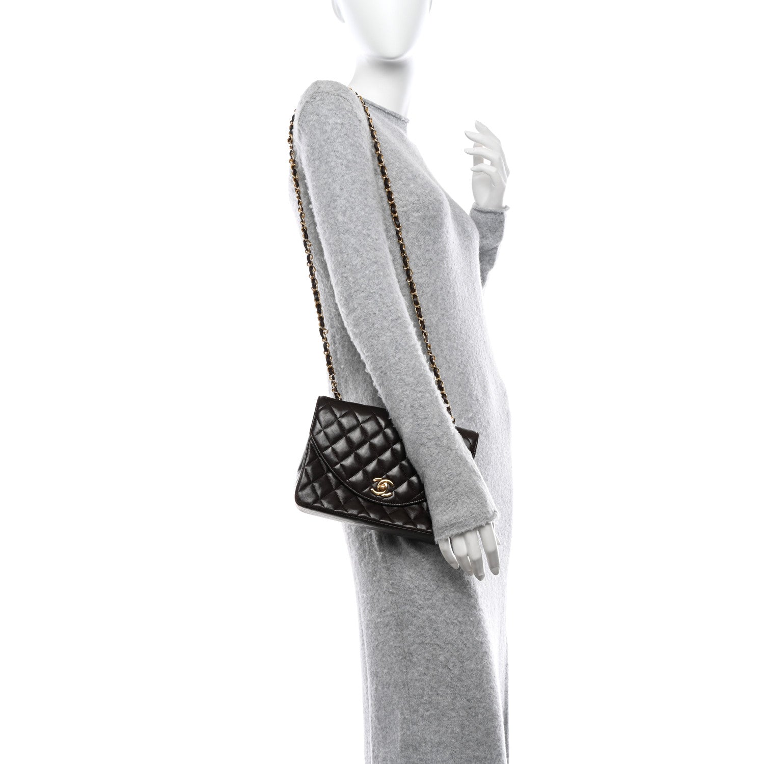 Chanel Lambskin Quilted Round Flap Brown 2 of 10