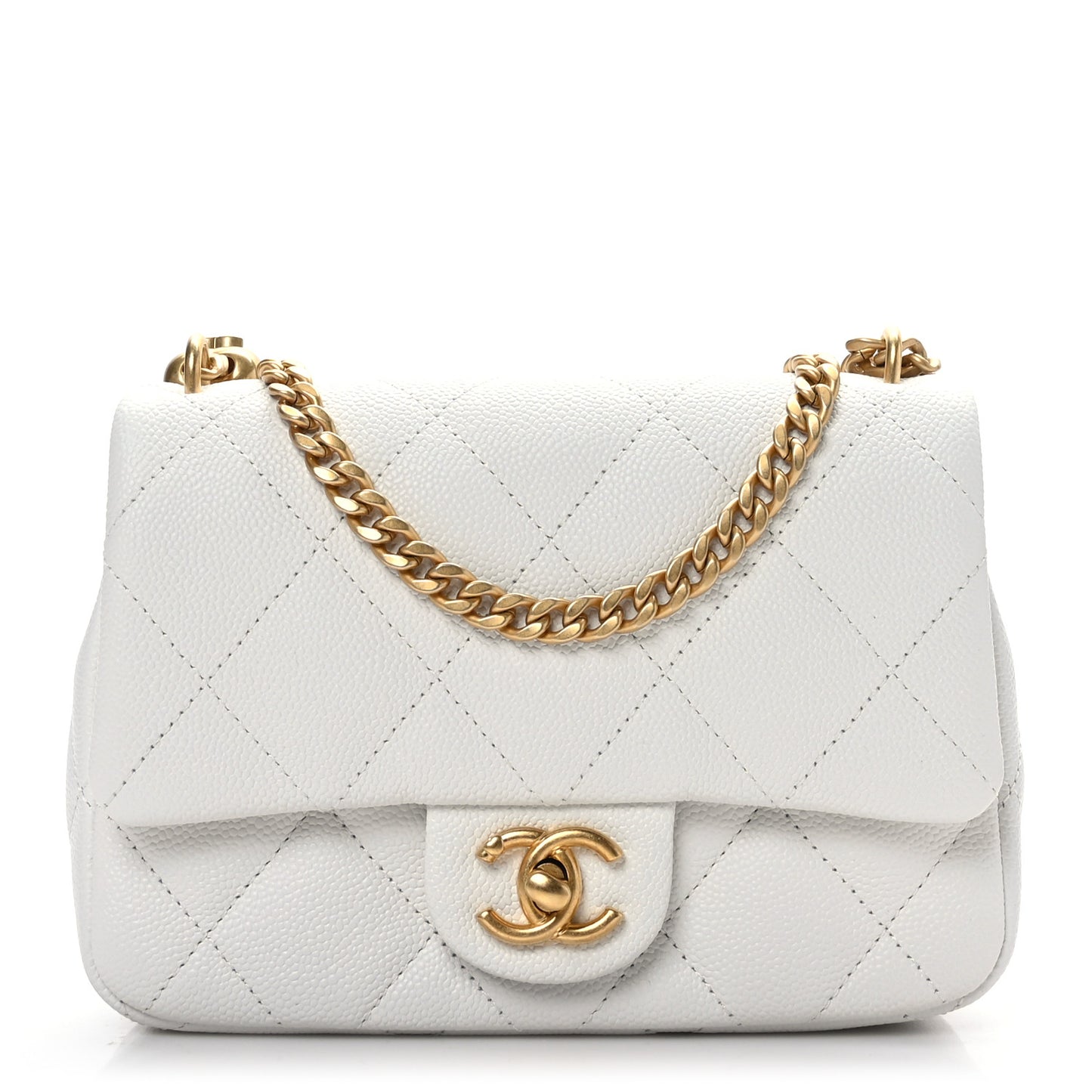 Caviar Quilted Mini Sweetheart Flap White