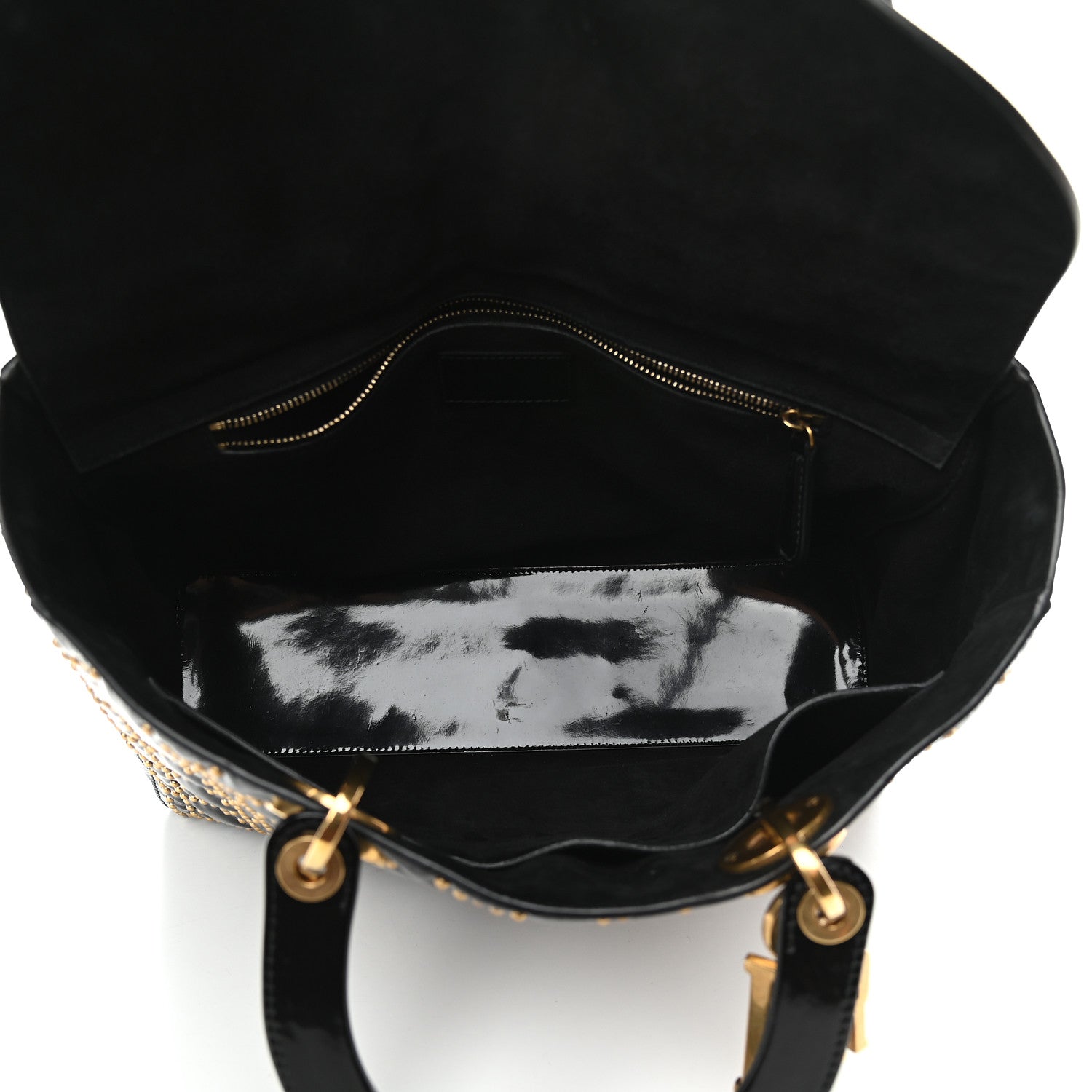 Christian Dior Patent Cannage Studded Large Lady Dior Black 7 of 10