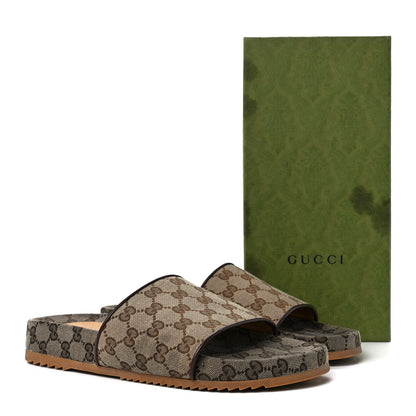 Gucci Canvas GG Monogram Mens Slide Sandals 10 Beige 9 of 9