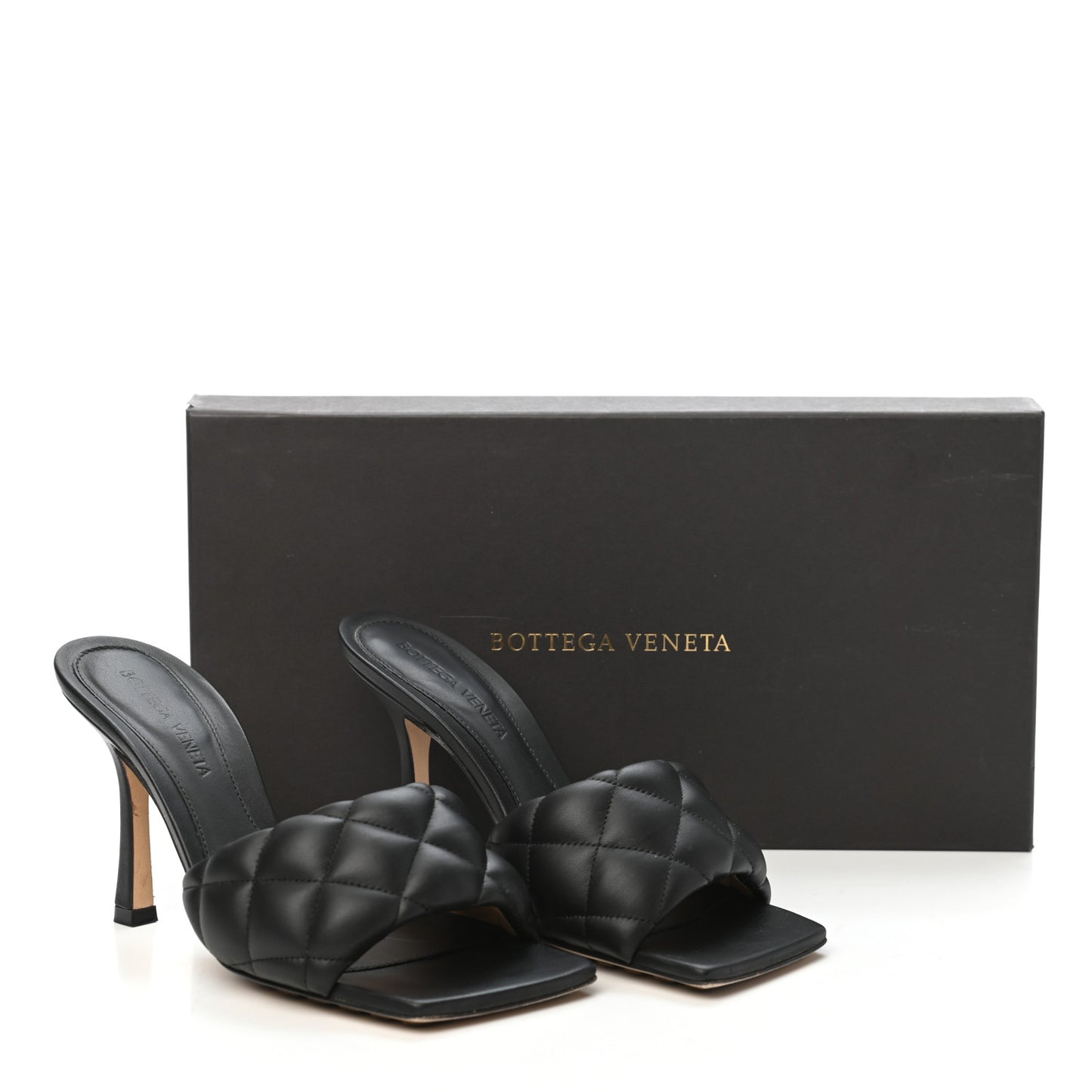 Nappa Matelasse Padded Mule Sandals 35 Black