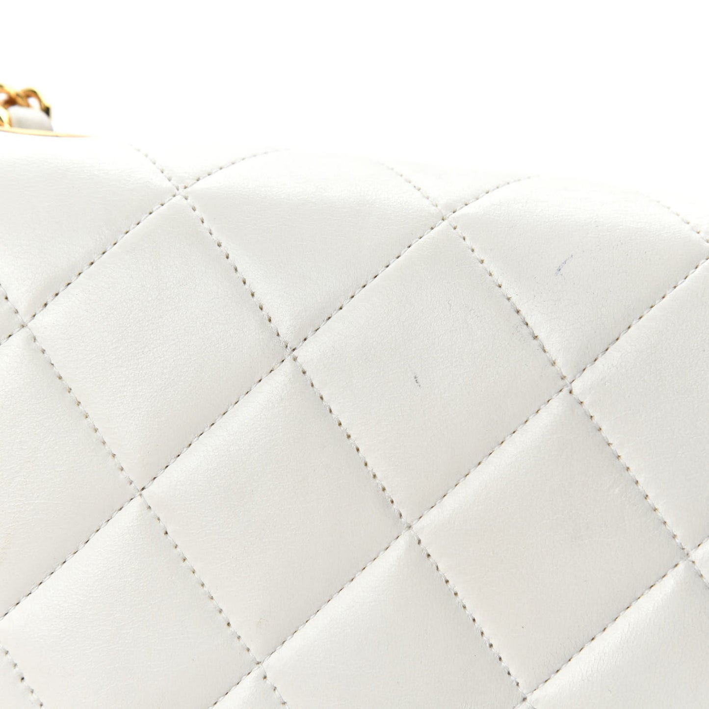 Lambskin Quilted Small Single Flap White