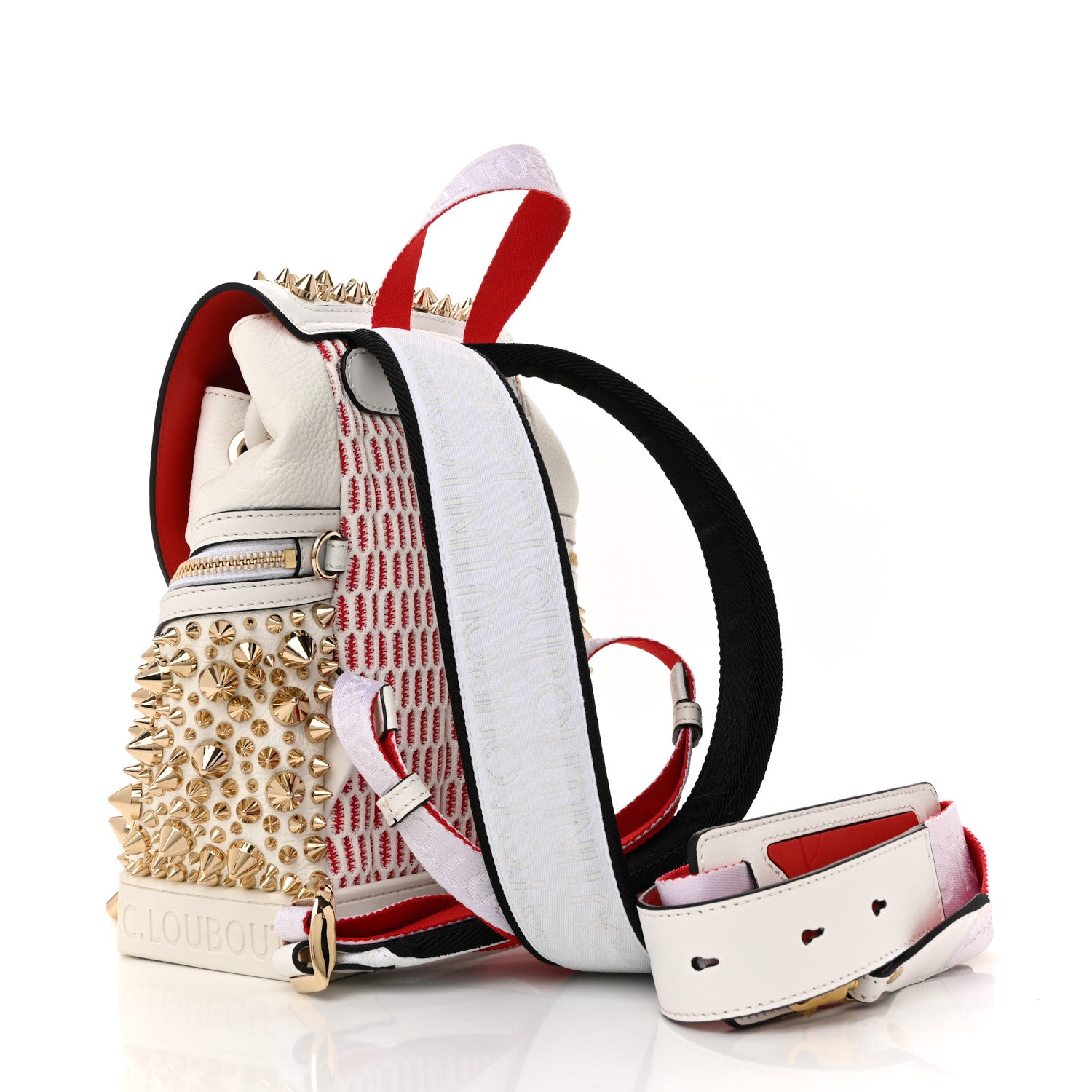 christian louboutin mini backpack Christian Louboutin Calfskin Spiked Small Explorafunk Backpack White 1783665 – FASHIONPHILE