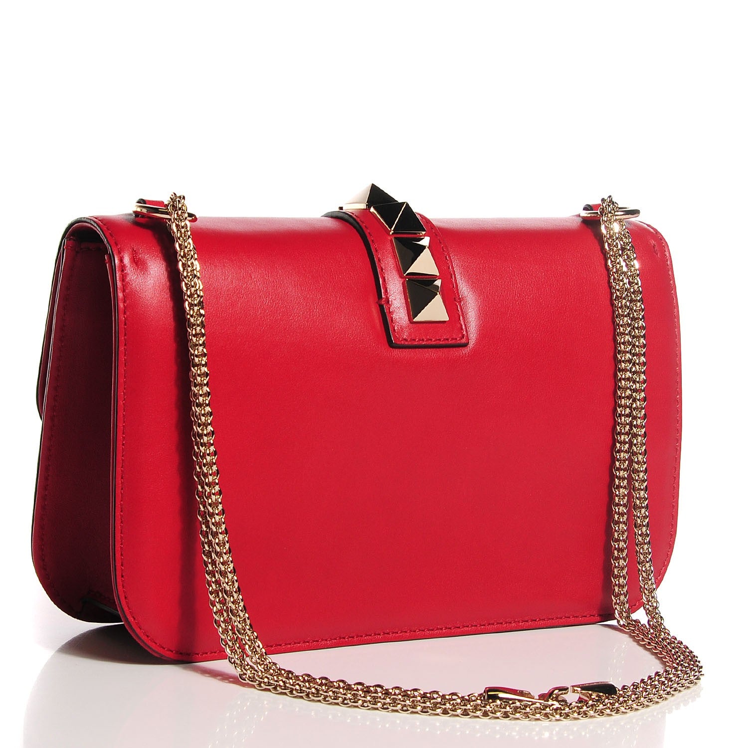 Valentino Garavani Vitello Medium Glam Lock Rockstud Flap Red 3 of 7