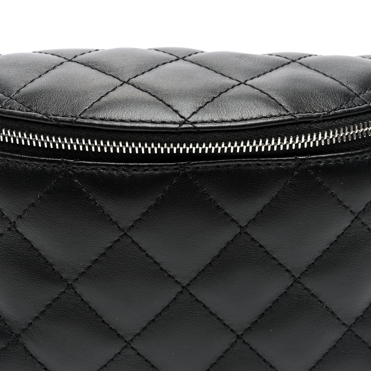 Calfskin Quilted Waist Belt Bag Black