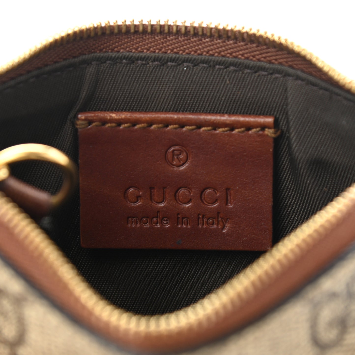 GG Supreme Monogram Key Case Beige Ebony Cuir