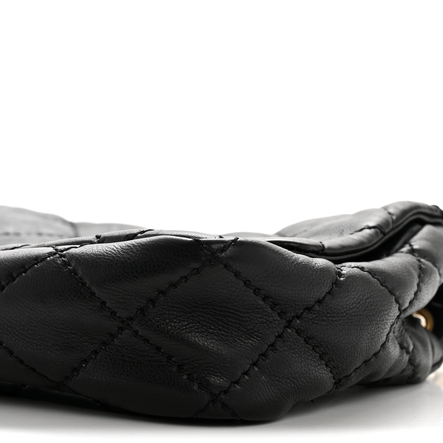 Calfskin Quilted Large Retro Chain Flap Black