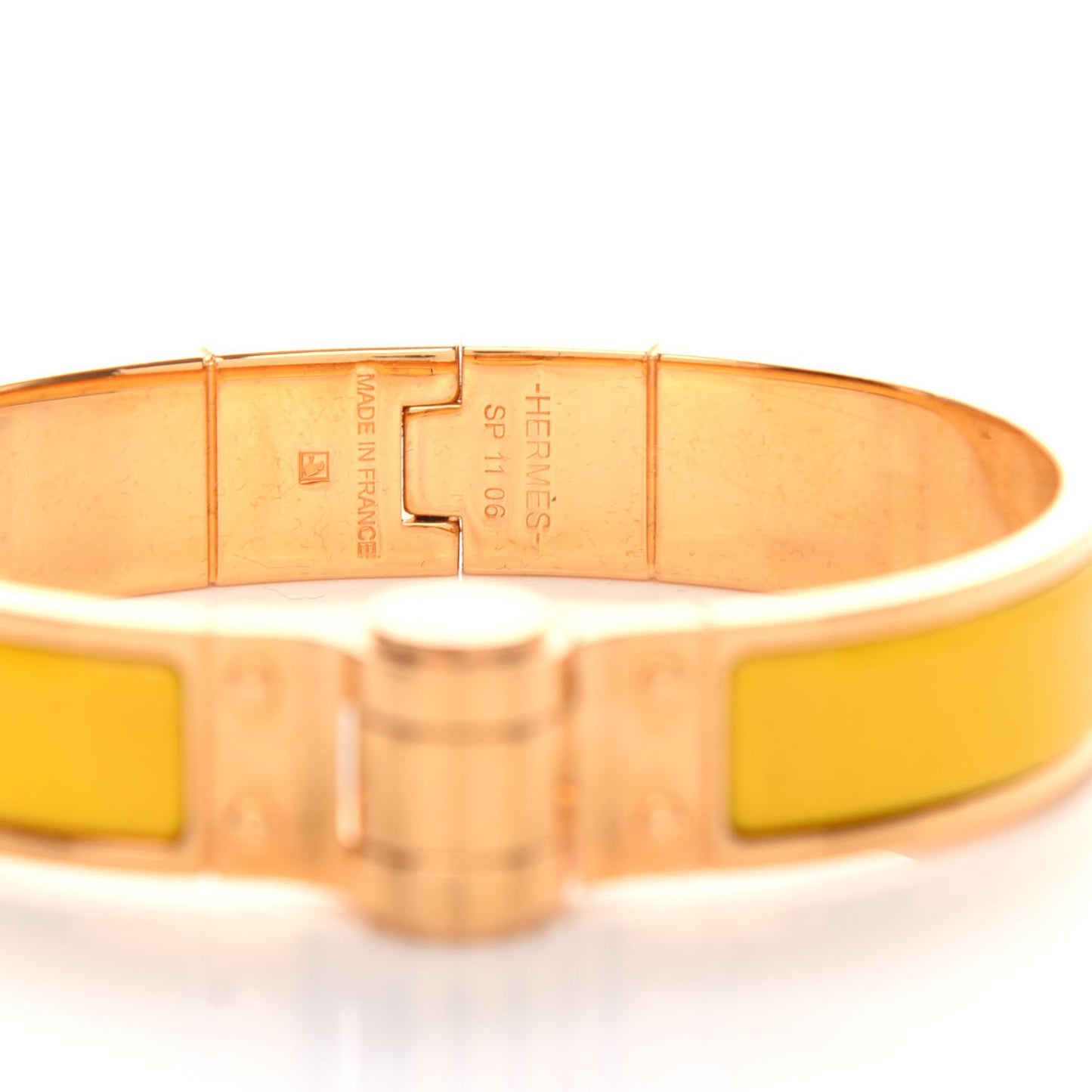 Enamel Charniere Uni Narrow Hinged Bracelet S Jaune Soleil