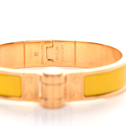Hermes Enamel Charniere Uni Narrow Hinged Bracelet S Jaune Soleil 4 of 5