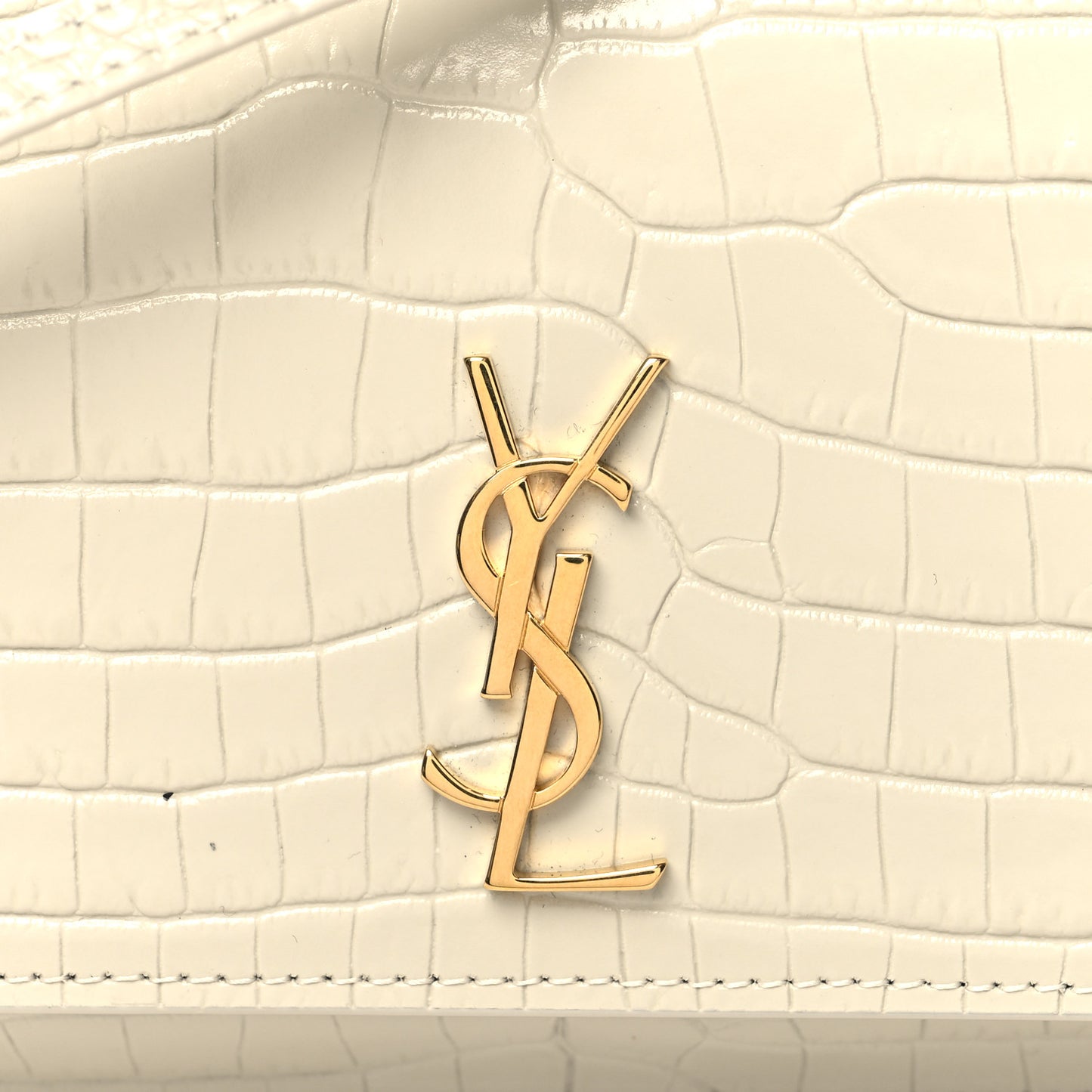 Crocodile Embossed Monogram Phone Holder Crossbody Blanc Vintage