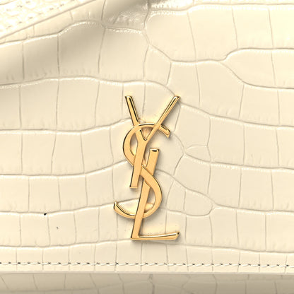 Saint Laurent Crocodile Embossed Monogram Phone Holder Crossbody Blanc Vintage 8 of 10