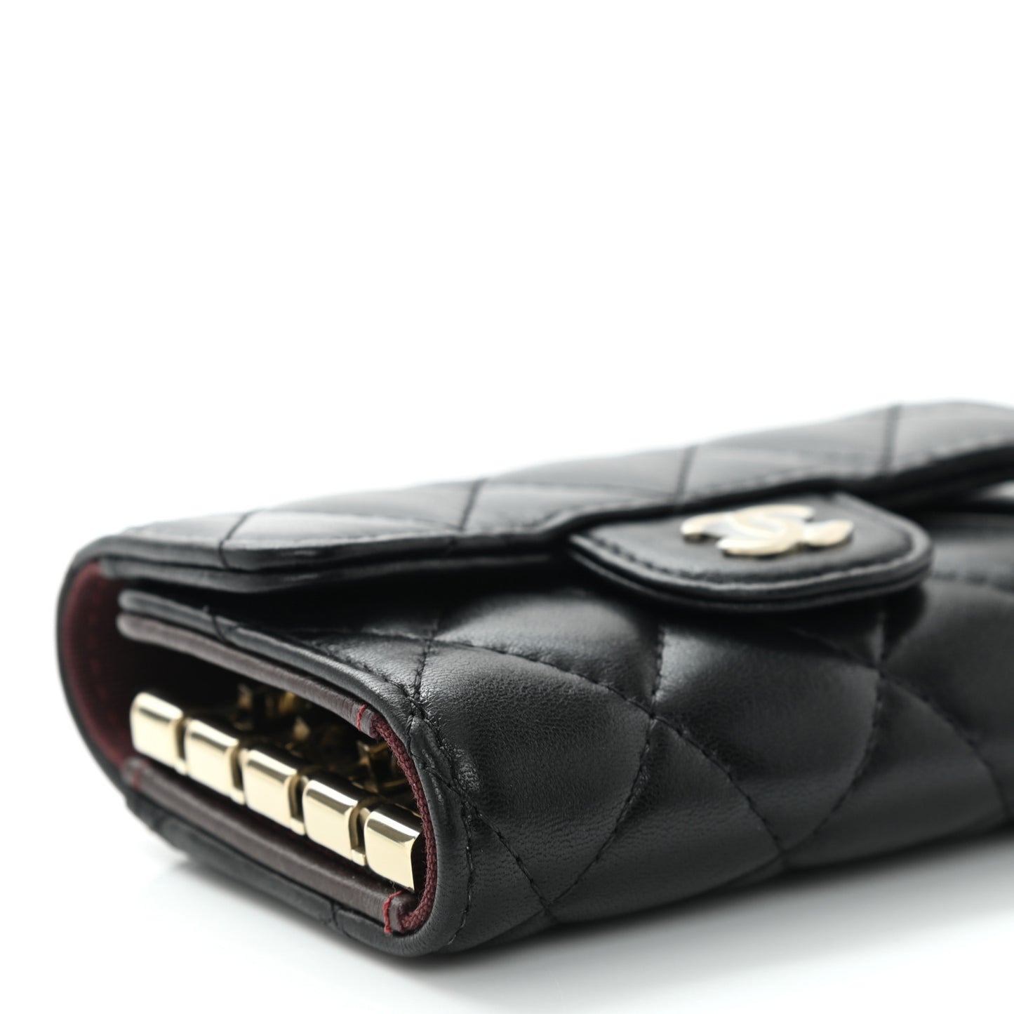 Lambskin Quilted Classic 4 Key Holder Wallet Black