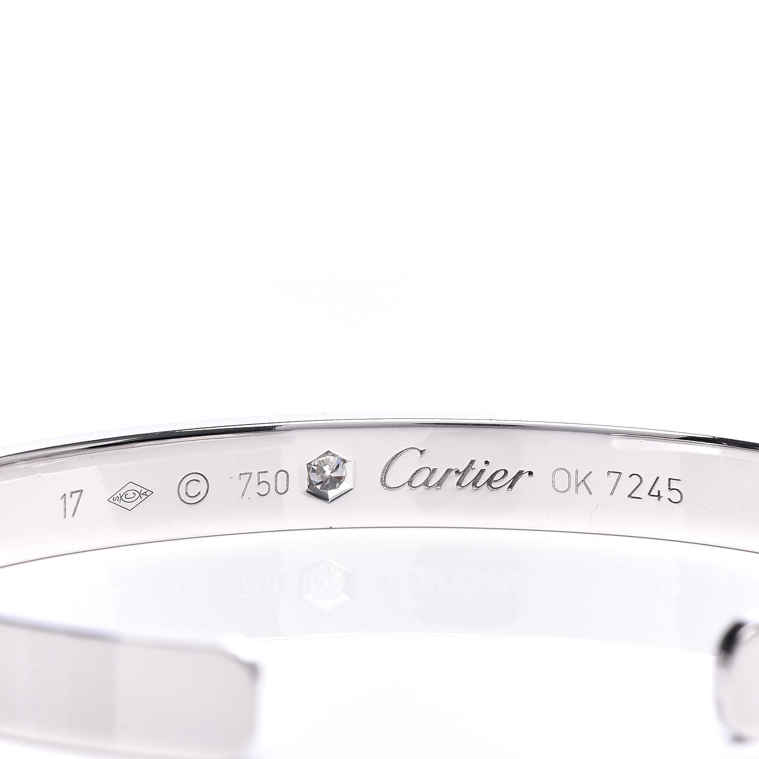 Cartier 18K White Gold 1 Diamond LOVE Cuff Bracelet 17 4 of 5