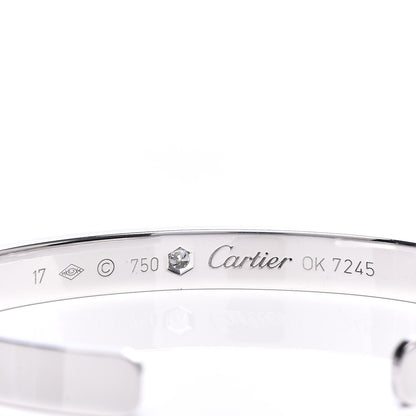 Cartier 18K White Gold 1 Diamond LOVE Cuff Bracelet 17 4 of 5