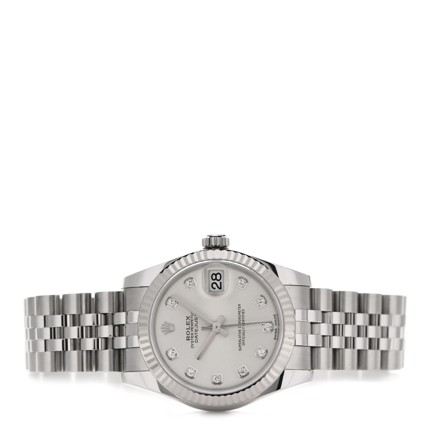 Stainless Steel 18K White Gold Diamond 31mm Oyster Perpetual Datejust Watch Silver 178274